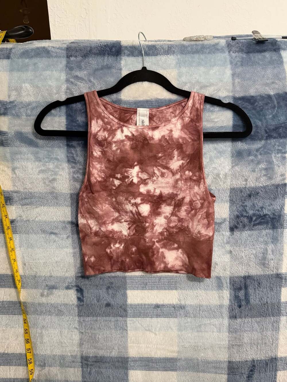 Nikibiki Red-Brown Seamless High Heck Tie-Dye Cropped Tank Top OS